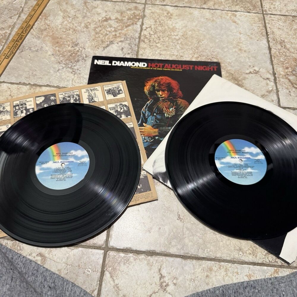 1974 Neil Diamond Hot August Night Greek Theater 2 Album Record Vinyl LP